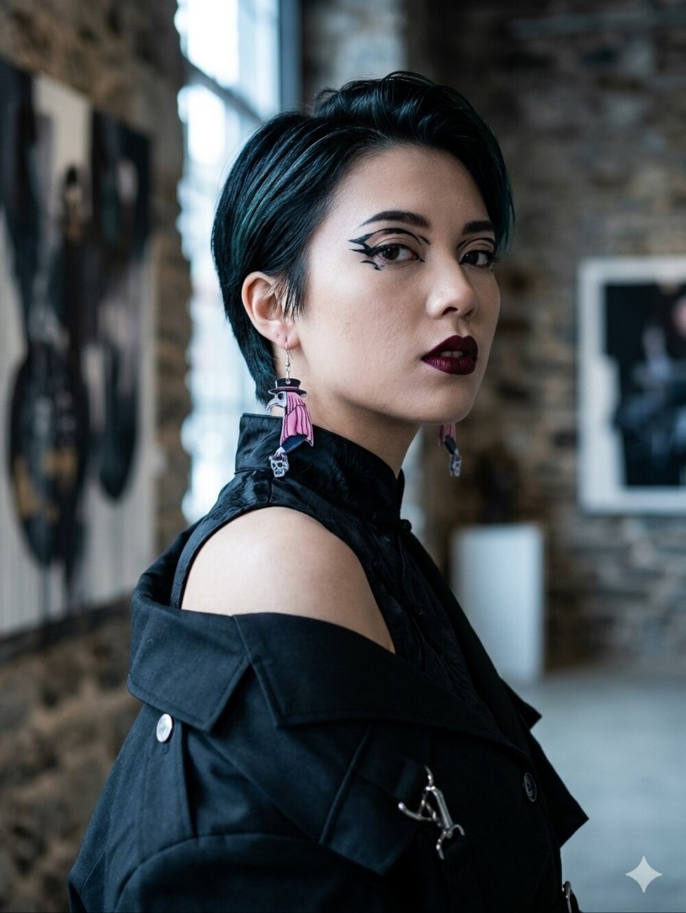 Pink Plague Doctor Halloween Dangle Earrings
